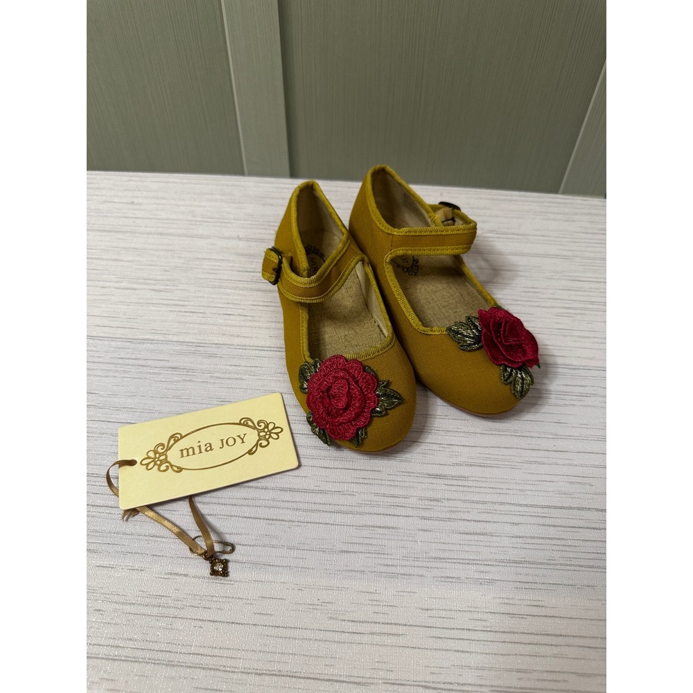 Joyfolie Lola Mary Jane Ochre Yellow Rose Embroidered Shoes Toddler T10 50000322